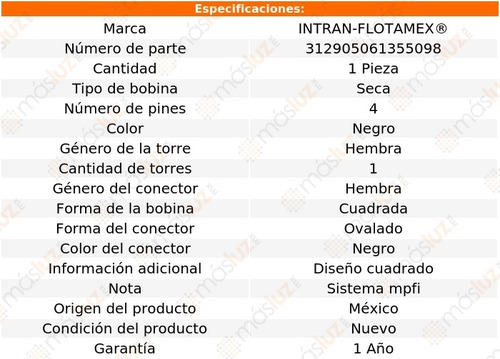 Bobina Seca Cuadrada Gmc Yukon V8 4.8l 07/09 Intran-flotamex