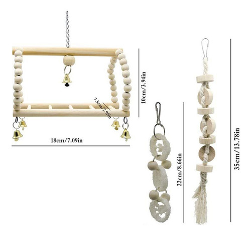 Juego De Juguetes Para Pájaros Loro Columpio Jaula Accesorio