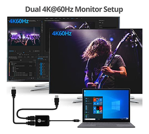 Adaptador Usb C A Hdmi Dual Siig, Divisor De Vídeo Mst 2