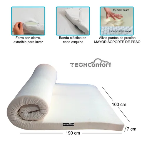 Sobrecolchon Topper Dual Memory Foam Y Hr 100x190x7cm