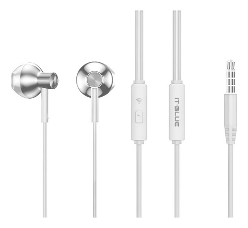 Auriculares con Cable Metálicos, Sonido Estéreo con Graves Potentes, Diseño Magnético, Manos Libres con Micrófono, Compatibles con Celulares, Tablets y PC, Ideales para Música y Llamadas, Color Blanco