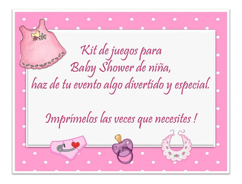 Baby Shower Nina Kit Imprimible 9 Juegos Mercado Libre