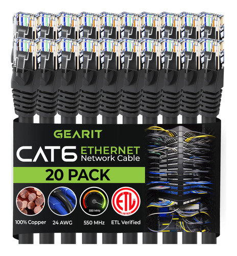 Gearit Cable Ethernet De 0.5 Pies Cat6 - Cable Para Computad