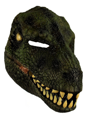 Máscara De Latex De Dinosaurio Velociraptor Jurassic World Color Verde
