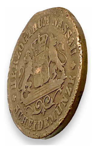 Moneda Antigua X Ciudad Nassau De Alemania De 1 Kreuzer 1860 (Usado)