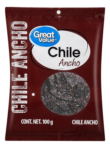 7 Pza Chile Ancho Great Value 100 G