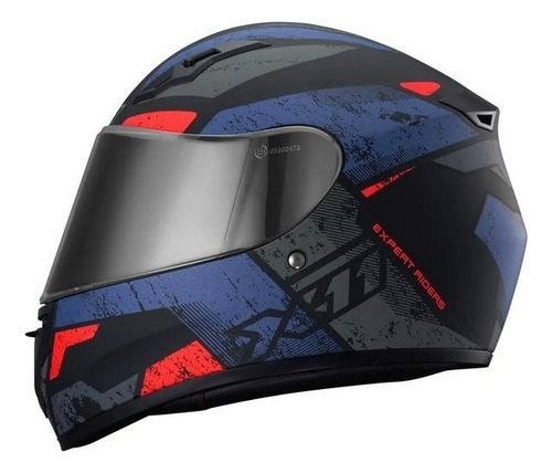 Capacete X11 Trust Pro Ballads Moto Fechado + Viseira T-61 Cor Azul/Laranja Tamanho do capacete 61