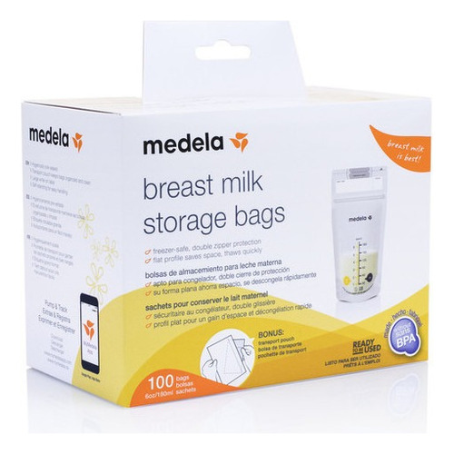 Medela 100 Bolsas De 180ml Para Almacenar Leche Materna