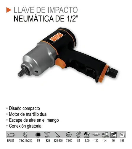 Llave De Impacto Neumatica Bahco Bp815 Encastre 1/2