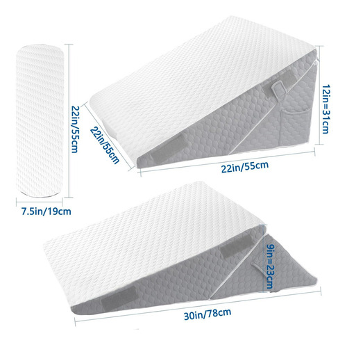 3pzs Encosto Triangular Travesseiro 45 Graus Pós Operatório Travesseiro Que Nao Afunda Travesseiro Triangulo Encosto55*55*31cm