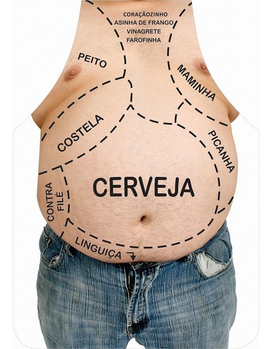 Avental Personalizado Com Estampa Cômica Barriga Churrasco Cor Nude