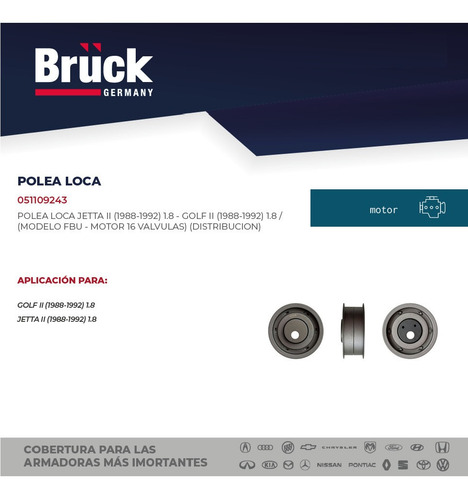 Polea Loca Jetta Golf 87 - 92 Fbu 16 Val Passat 91 - 97 Abf