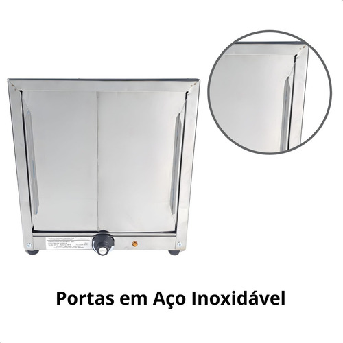 Estufa Vidro Curvo 4 Bandejas Dupla Inox Com Selo Do Inmetro