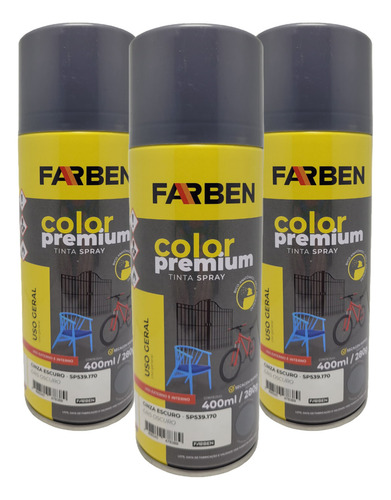 Kit 3 Tinta Spray 400ml Uso Geral Todas As Cores Automotivo.