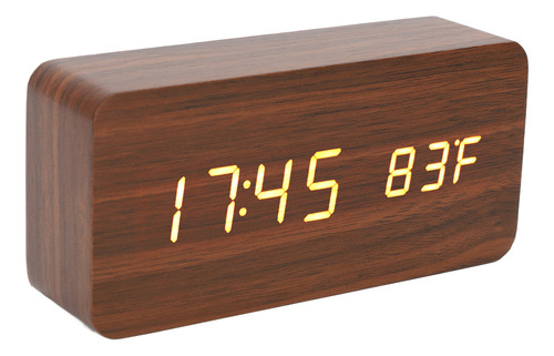 Reloj Electrónico Digital Led Con Alarma De Madera, 3 Nivele