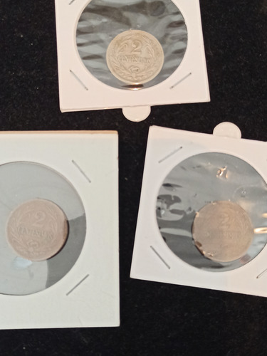 3 Monedas De 2centimos Uruguay 1941-44