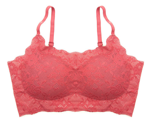 Lili Pink Top Con Encaje Corte Laser Mj109-052 Top Copa Rojo