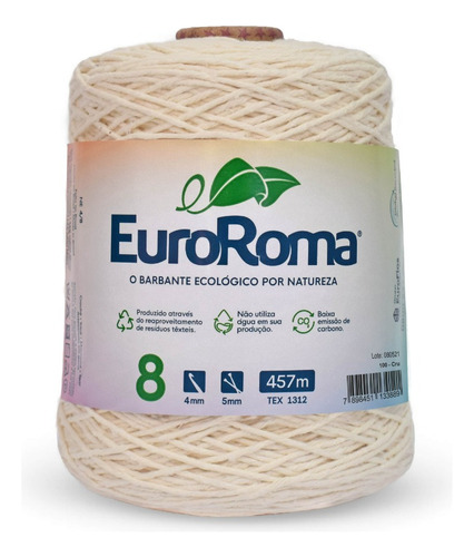 Barbante Euroroma 600g Número 8 - Escolha Cor