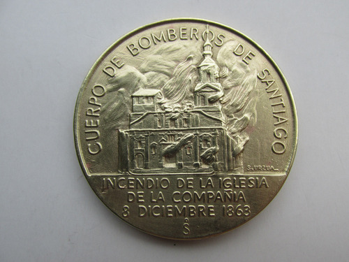 Medalla 100 Años Cuerpo Bomberos Stgo 1863-1963 Muy Escasa