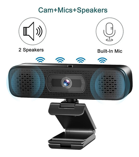 Cámara Web Hd 2k Con 2 Altavoces Y Micrófono Integrado Para