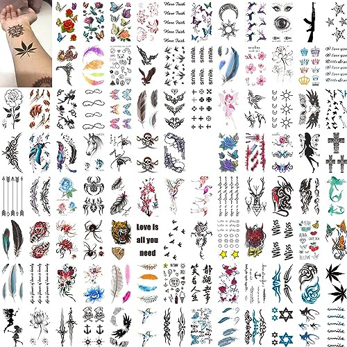 Womaha 100 Hojas De Tatuajes Temporales Para Mujeres Y Niños