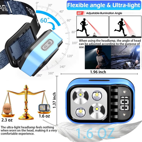 Faros Delanteros De Inducción Led Con Carga Usb Xpg+cob, 2 U
