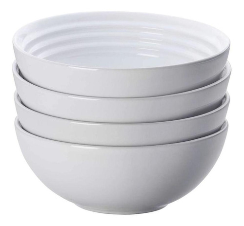 Jogo De 4 Bowls Para Cereal Cerâmica 16 Cm Branco Le Creuset