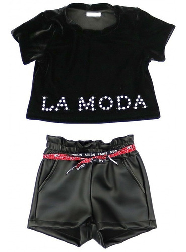Conjunto Infantil Moda Preto Estiloso Um Mais Um 781049