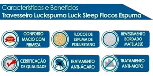 Kit Com 2 Travesseiros Luckspuma Flocos Espuma Macio E Firme