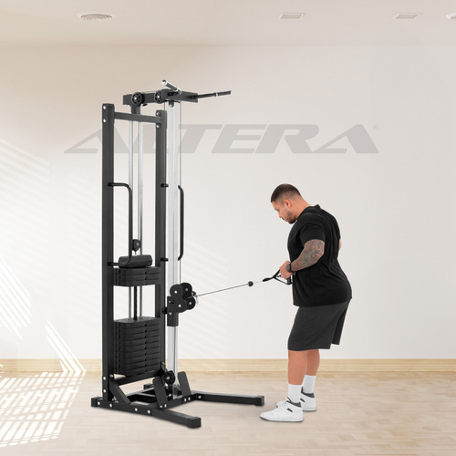 Maquina Multifuncional Gym Con Polea Peso Ajustable Altera Estructura Negro