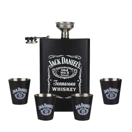 Cantil Jack Daniels Black Porta Bebida + 4 Copos Presente