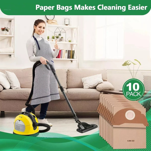 5 Bolsas Filtro Papel Aspiradora Para Karcher Wd2 Mv2 A2004