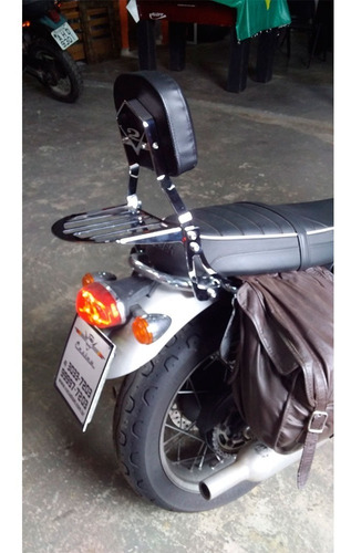 Sissy Bar Com Bagageiro Bonneville T120 Cromado V2 Custom