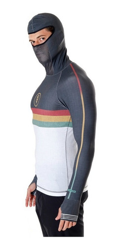Imagem 4 de 4 de Camiseta Surf Lycra Com Capuz Proteção Solar Pena Surf