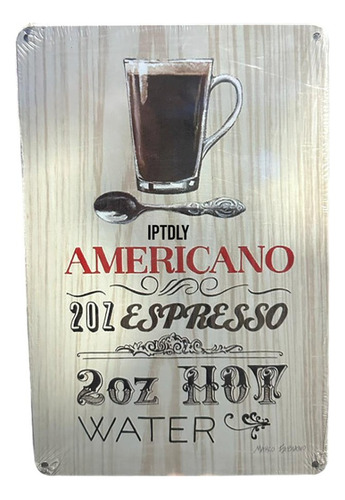 Letrero Metálico Vintage 30x20cm Cuadros Café Expresso/2oz