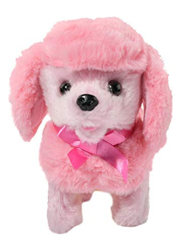 Home-x Plush Pink Poodle, Juguetes Para Perros Eléctricos, M