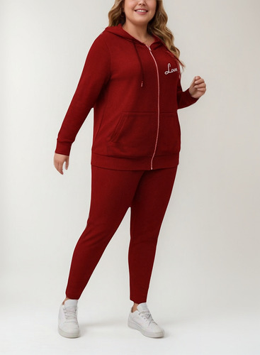 Conjunto Mujer Pants Chamarra Felpa Suave Tallas Extra Curvy
