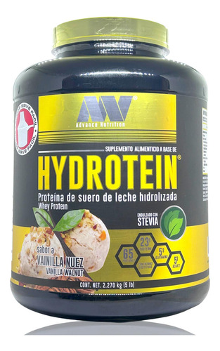 Hydrotein 100% Whey Vainilla Nuez 5 Lbs Advance Nutrition.