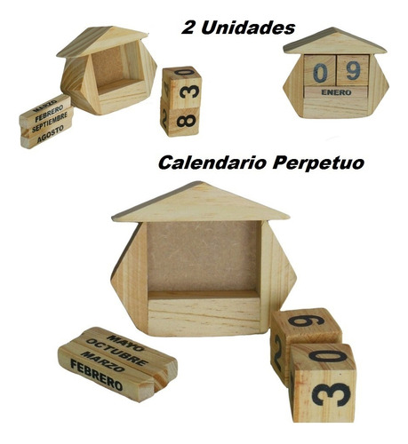 Calendario Perpetuo  Artesanía Hecho A Mano Madera De Pino