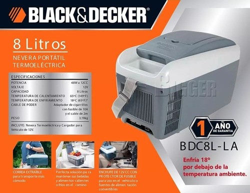 Imagen 1 de 2 de Heladera Black And Decker 12v 8 Litros