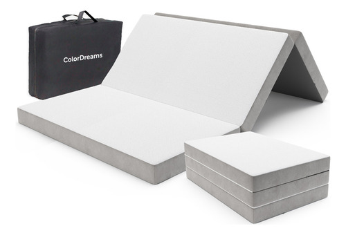 Colchon Individual 100 Cm Colchoneta Plegable Con Maleta Color Blanco
