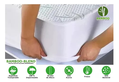 Cubre Colchon Suave Funda Impermeable Bambu Individual