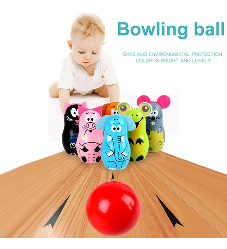 Juego De Bolos Juguetes De Madera - Niños Bowling 6 Madera A