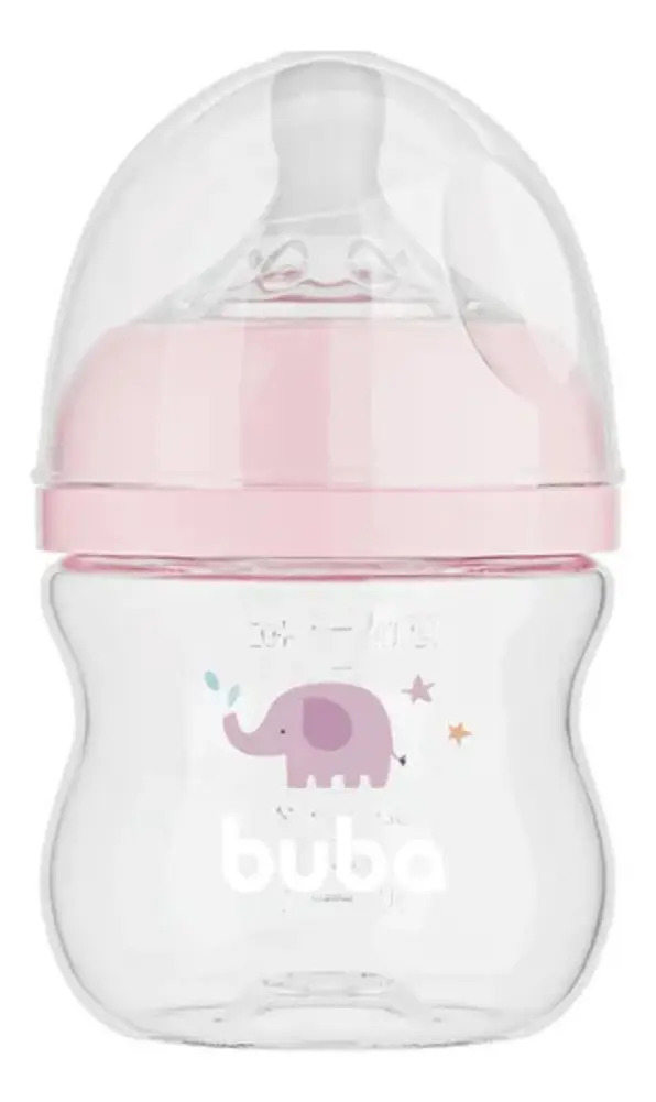 Mamadeira Easy Flow Anticólica +0 Meses 120ml - Buba Cor Elefante Rosa Nuvem
