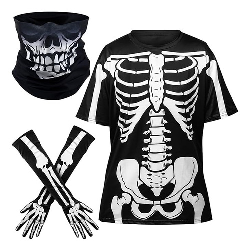 Disfraz Esqueleto Halloween Para Hombre Camisa Esqueleto Gua