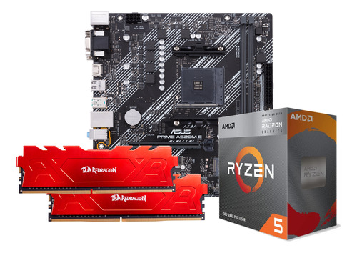 Kit Placa Mãe Asus A520m-e Ryzen 5 4600g 2x16gb Redragon