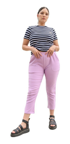 Pantalon Mujer Con Cintura Elastizada. Tela Con Spandex.