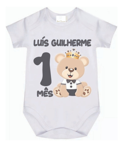 Body Bebe Baby Personalizado Mesversário Ursinho Princepe 01