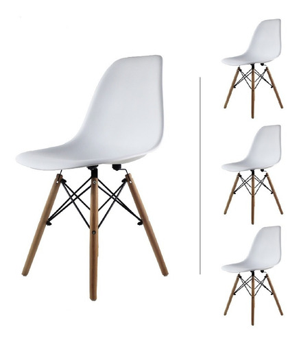 Silla Eames Oslo  Paq. 4 Pieza Aprovecha Color de la estructura de la silla Blanco