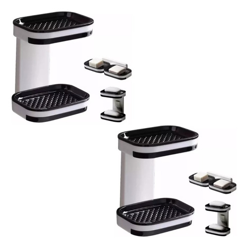 Jabonera Doble Para La Ducha Con Drenaje Pack X2